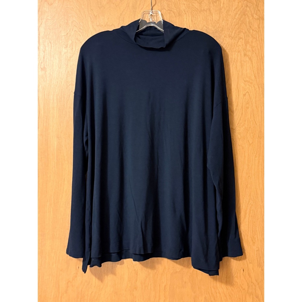 J. Jill Wearever Collection Turtleneck Top Womens XL Navy Blue Drop Shoulder